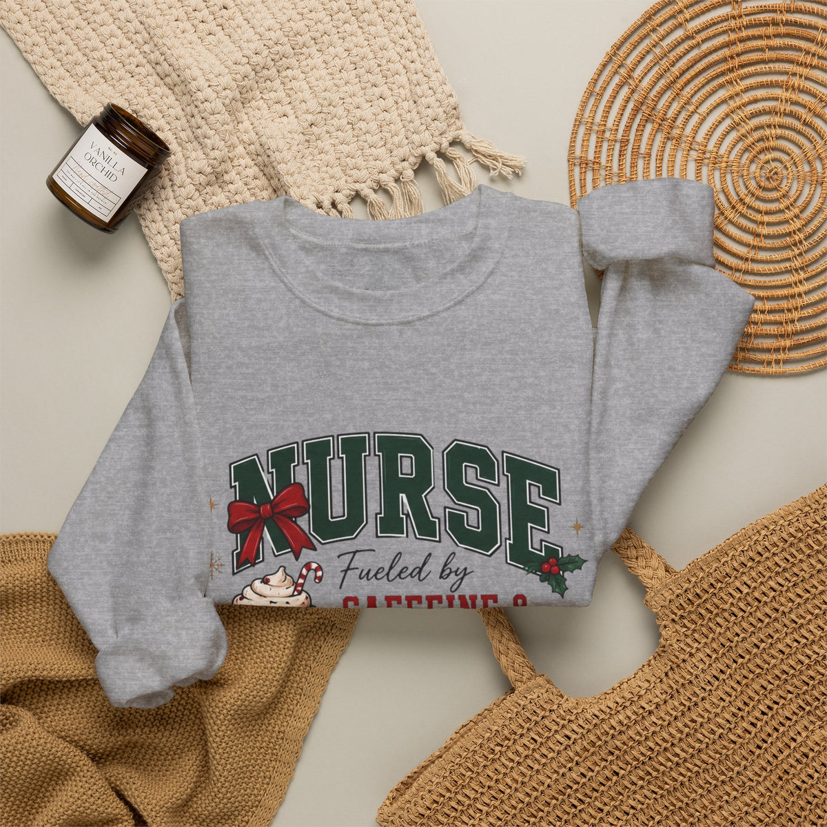 "Fueled by Caffeine” Holiday Crewneck
