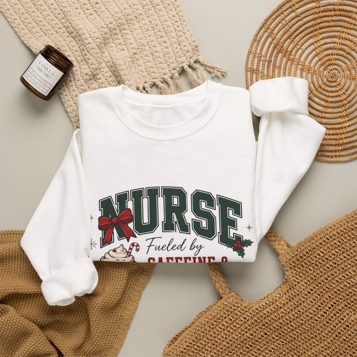 "Fueled by Caffeine” Holiday Crewneck