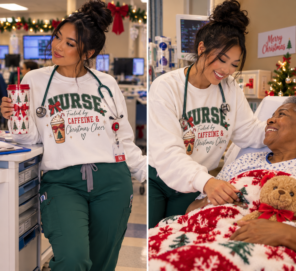 "Fueled by Caffeine” Holiday Crewneck